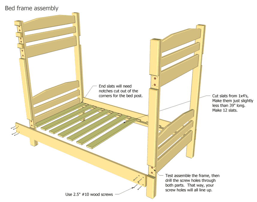 bed bunk frame plans beds loft build diy metal pdf parts wood assembly lits side lit chambre dzine enfant jumeaux