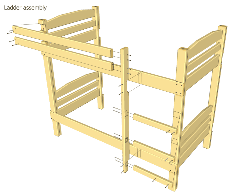 The ladder is just screwed onto the rest of the frame to permit easy 