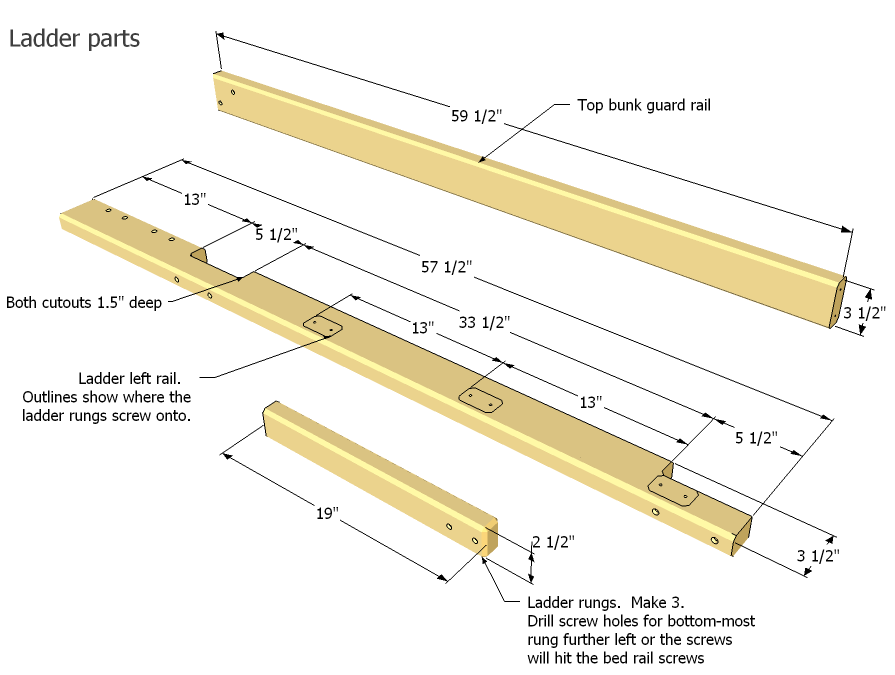 You can also download the Sketchup model of this bunk bed.