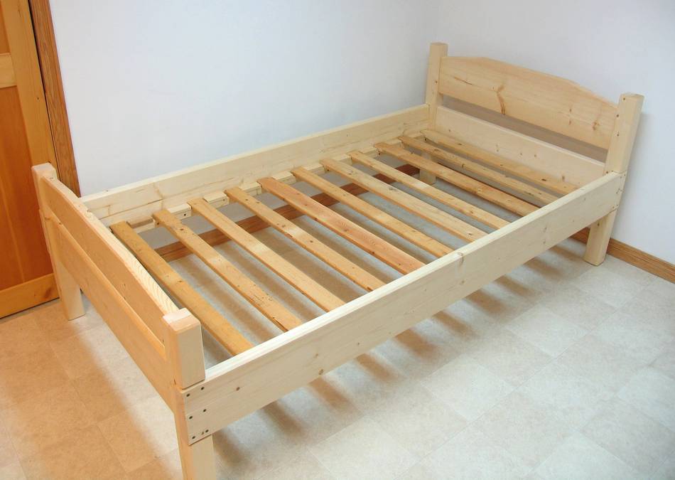 And finally, the bed frame all assembled. For the slats, I used ...