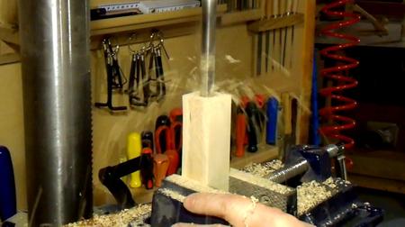 Making the handles. I drilled some 1/2" holes about 5 cm deep into my 