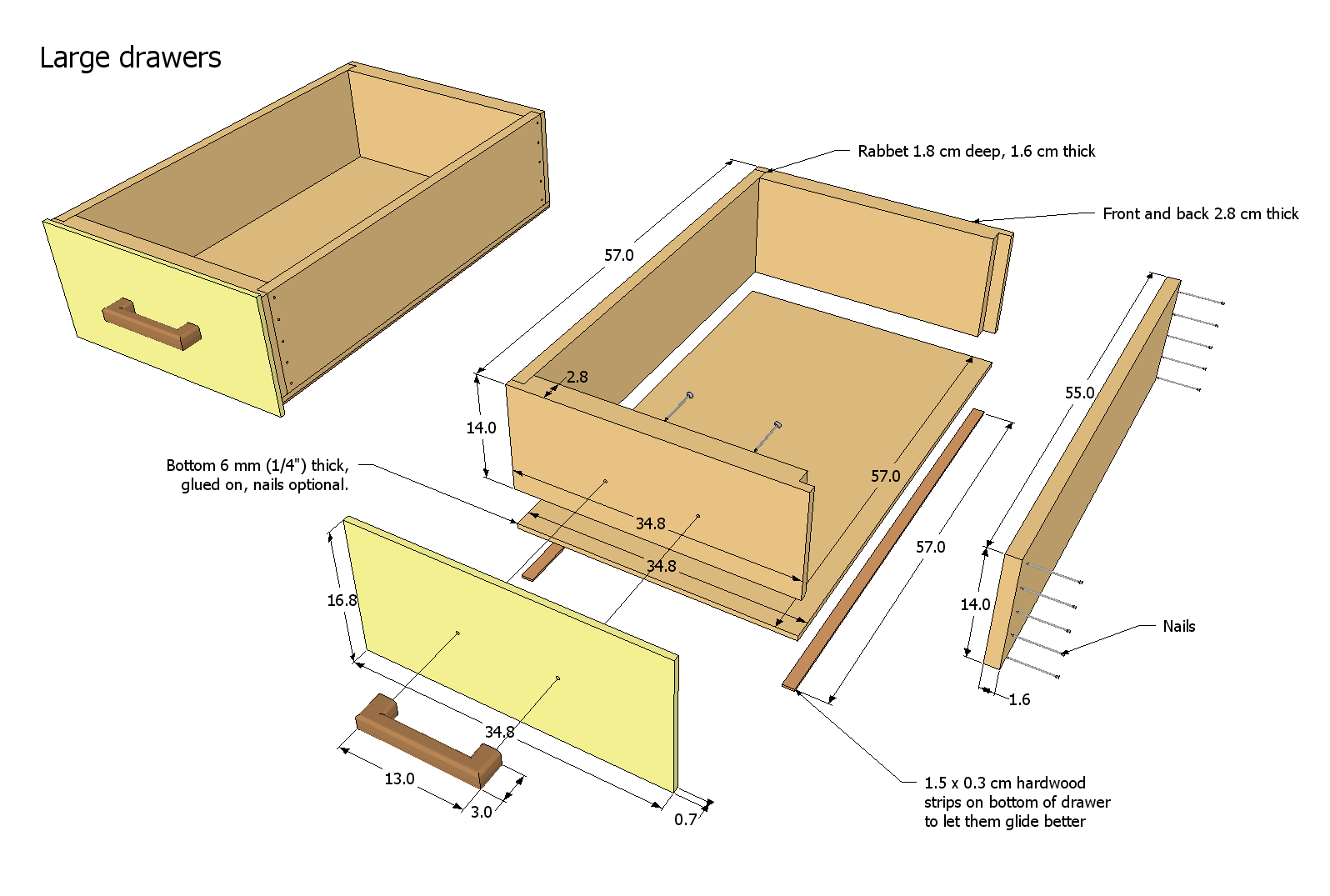 More details on making drawers and drawer handles