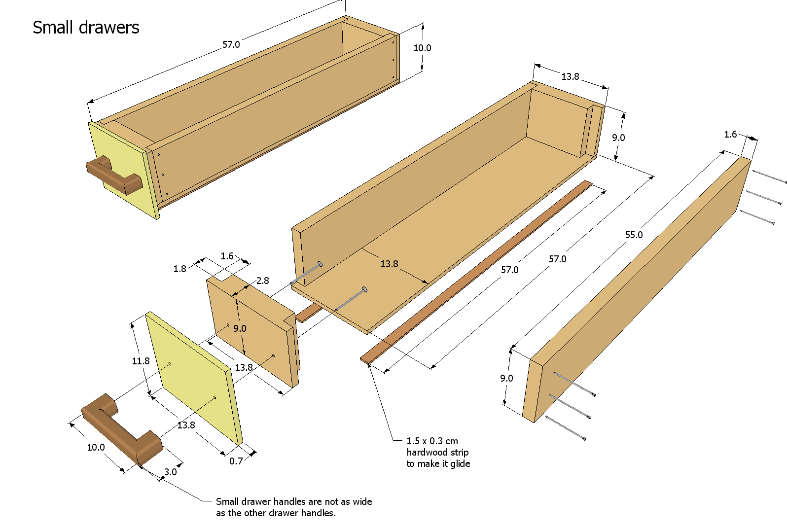 More details on making drawers and drawer handles