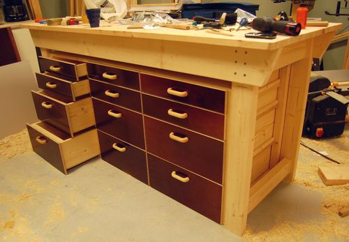 workbench plans with drawers | Woodworking Bench Project Plan