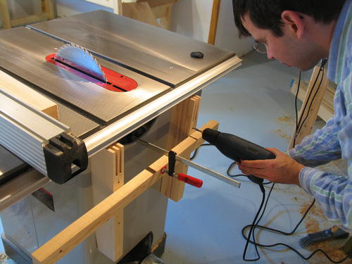 Delta table saw outfeed shop table