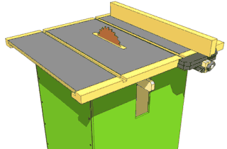 homemade table saw based on a circular saw, with a morerobust way to 