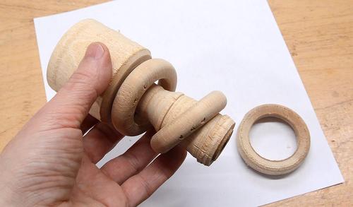 wood turned baby rattle