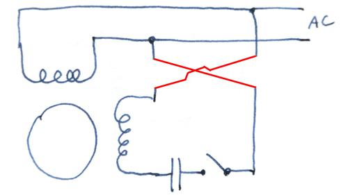 reversing single phase induction motors