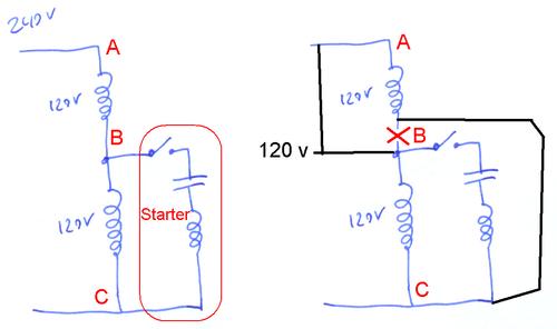 Switching a motor between 240 and 120 volts wiring diagram for auto transformer starter 