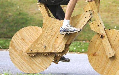 Old cheap wooden bike