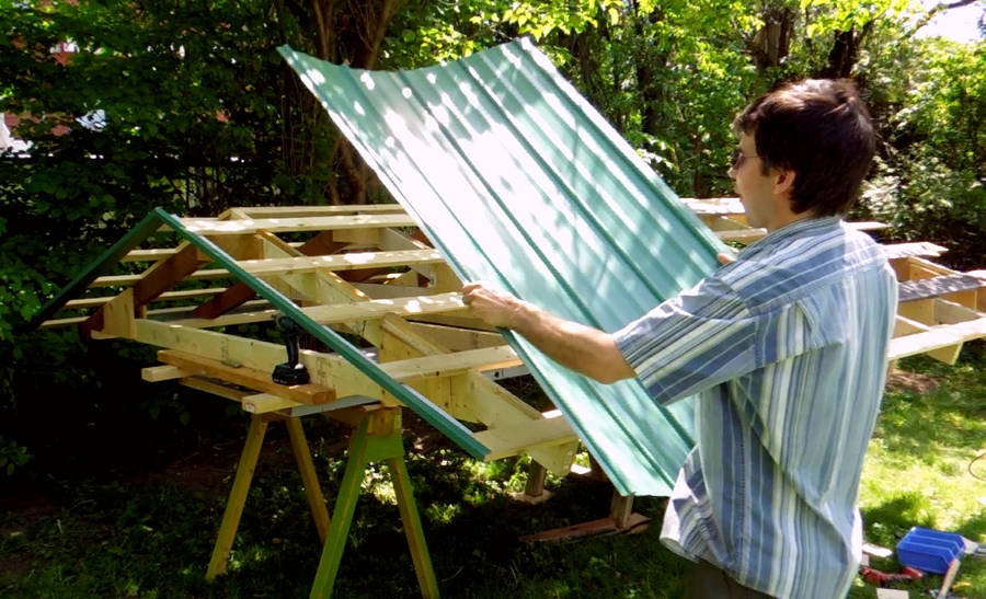 ... to do with the roof on sawhorses . No scaffold or ladder needed