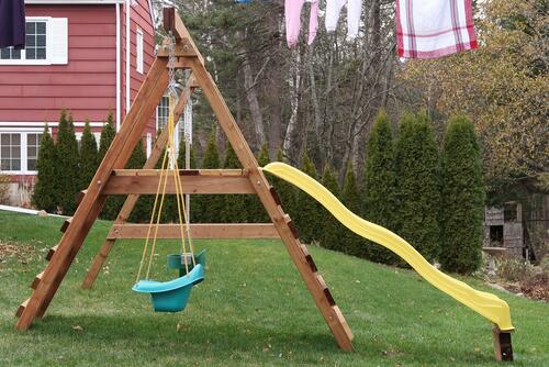 swing set for sloped garden